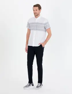 شلوار کتان و پارچه ای مردانه جذب سرمه ای پیرکاردین