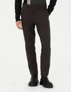 شلوار کتان و پارچه ای مردانه جذب قهوه ای  پیرکاردین