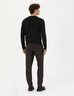 شلوار کتان و پارچه ای مردانه جذب قهوه ای  پیرکاردین