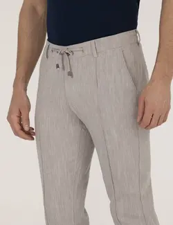 شلوار کتان و پارچه ای مردانه جذب بژ تیره پیرکاردین