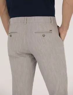 شلوار کتان و پارچه ای مردانه جذب بژ تیره پیرکاردین