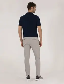 شلوار کتان و پارچه ای مردانه جذب بژ تیره پیرکاردین