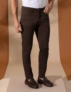 شلوار کتان و پارچه ای مردانه جذب قهوه ای  پیرکاردین