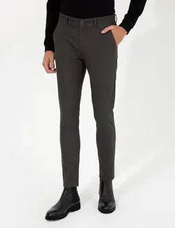 شلوار کتان و پارچه ای مردانه طرحدار جیبدار جذب خاکی پیرکاردین