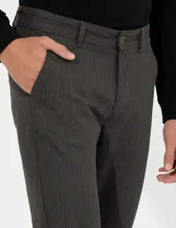 شلوار کتان و پارچه ای مردانه طرحدار جیبدار جذب خاکی پیرکاردین