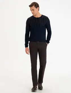 شلوار کتان و پارچه ای مردانه جیبدار ساده قهوه ای  پیرکاردین