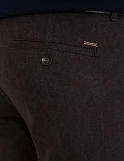 شلوار کتان و پارچه ای مردانه جیبدار ساده قهوه ای  پیرکاردین