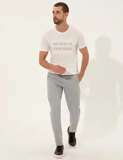 شلوار کتان و پارچه ای مردانه جیبدار راه جذب آبی روشن پیرکاردین