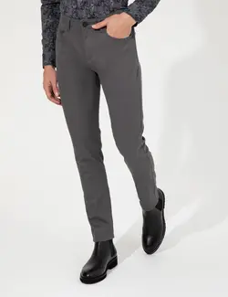 شلوار کتان و پارچه ای مردانه جیبدار جذب خاکستری تیره پیرکاردین