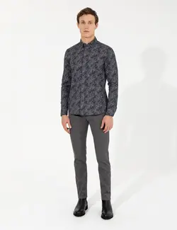 شلوار کتان و پارچه ای مردانه جیبدار جذب خاکستری تیره پیرکاردین