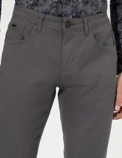 شلوار کتان و پارچه ای مردانه جیبدار جذب خاکستری تیره پیرکاردین