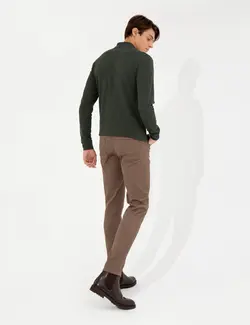 شلوار کتان و پارچه ای مردانه جیبدار جذب قهوه ای  پیرکاردین