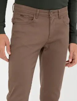 شلوار کتان و پارچه ای مردانه جیبدار جذب قهوه ای  پیرکاردین