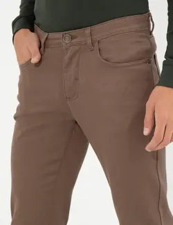 شلوار کتان و پارچه ای مردانه جیبدار جذب قهوه ای  پیرکاردین