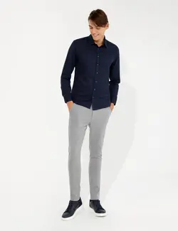 شلوار کتان و پارچه ای مردانه جیبدار جذب خاکستری روشن پیرکاردین