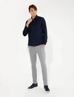 شلوار کتان و پارچه ای مردانه جیبدار جذب خاکستری روشن پیرکاردین