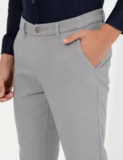 شلوار کتان و پارچه ای مردانه جیبدار جذب خاکستری روشن پیرکاردین