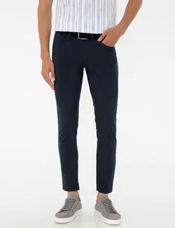 شلوار کتان و پارچه ای مردانه جیبدار ساده جذب سرمه ای پیرکاردین