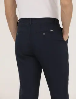 شلوار کتان و پارچه ای مردانه مخروطی ساده جیبدار سرمه ای پیرکاردین