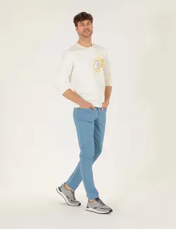 شلوار کتان و پارچه ای مردانه جیبدار مدل جذب آبی تیره پیرکاردین