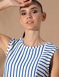 بلوز زنانه راحت آبی نیلی پیرکاردین