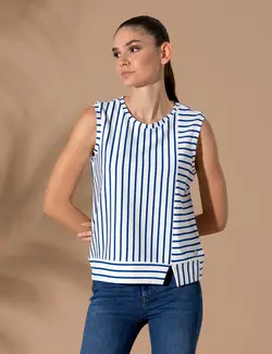 بلوز زنانه راحت آبی نیلی پیرکاردین