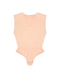 بلوز زنانه یقه هفت بدون آستین صورتی پودری پیرکاردین