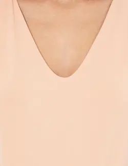 بلوز زنانه یقه هفت بدون آستین صورتی پودری پیرکاردین