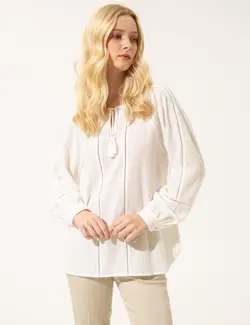 بلوز زنانه کراپ بژ پیرکاردین