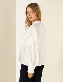 بلوز زنانه راحت بژ پیرکاردین