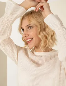 بلوز زنانه راحت بژ پیرکاردین