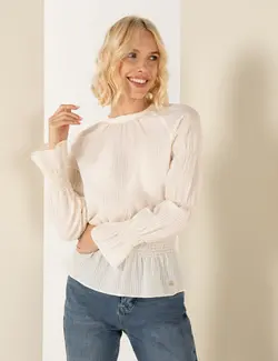 بلوز زنانه راحت بژ پیرکاردین