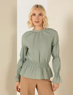 بلوز زنانه راحت نعنایی تیره پیرکاردین