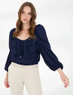 بلوز زنانه معمولی سرمه ای پیرکاردین