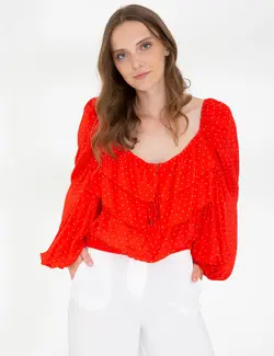 بلوز زنانه معمولی گل اناری پیرکاردین