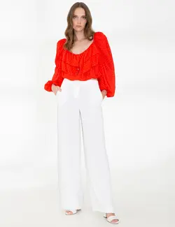 بلوز زنانه معمولی گل اناری پیرکاردین