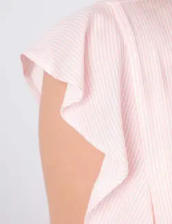 بلوز زنانه بدون آستین یقه گرد راه ویسکوز صورتی پیرکاردین