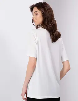 بلوز زنانه آستین کوتاه یقه گرد ساده بژ پیرکاردین