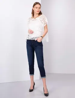 بلوز زنانه آستین کوتاه یقه گرد ویسکوز بژ پیرکاردین