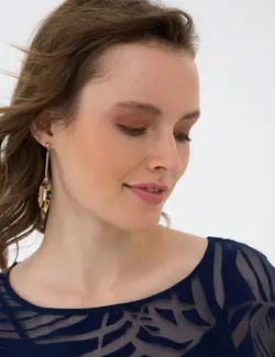 بلوز زنانه آستین کوتاه یقه گرد ویسکوز سرمه ای پیرکاردین