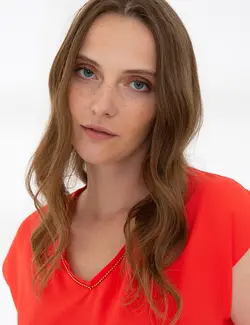 بلوز زنانه معمولی گل اناری پیرکاردین