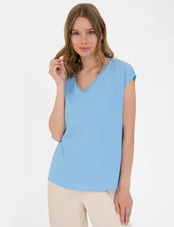 بلوز زنانه معمولی آبی پیرکاردین