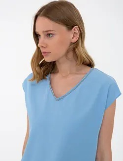 بلوز زنانه معمولی آبی پیرکاردین