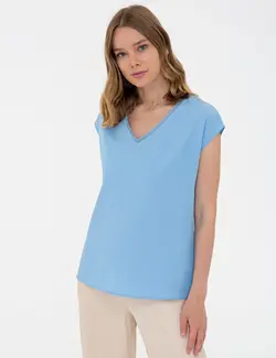 بلوز زنانه معمولی آبی پیرکاردین