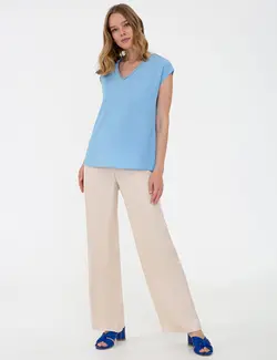 بلوز زنانه معمولی آبی پیرکاردین