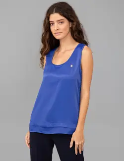 بلوز زنانه راحت آبی تیره پیرکاردین