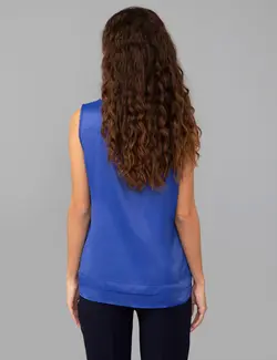 بلوز زنانه راحت آبی تیره پیرکاردین