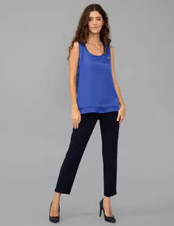 بلوز زنانه راحت آبی تیره پیرکاردین