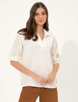 بلوز زنانه راحت بژ پیرکاردین