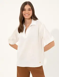 بلوز زنانه راحت بژ پیرکاردین